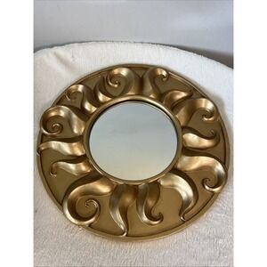 Vintage Gold Sunburst Wall Mirror Decorative Celestial Boho Sun Whimsical 90's